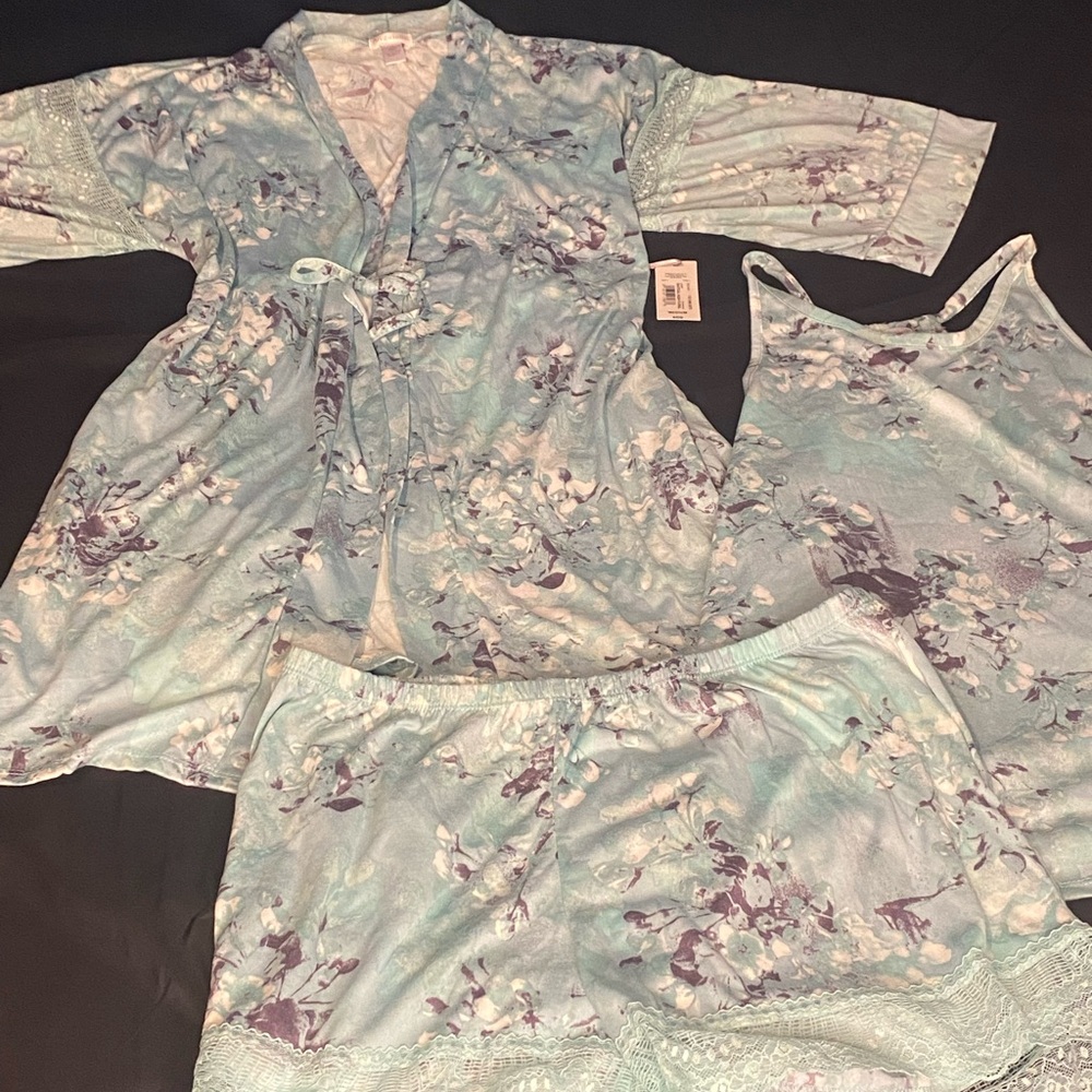 Ambrielle Floral Sleepwear Set - Light Blue and Purple